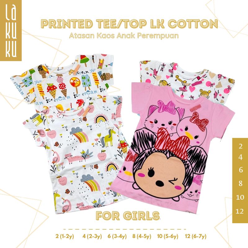 Lakuku - Printed Tee Top LK Cozy is Good Atasan Baju Kaos Anak Perempuan Cotton Katun