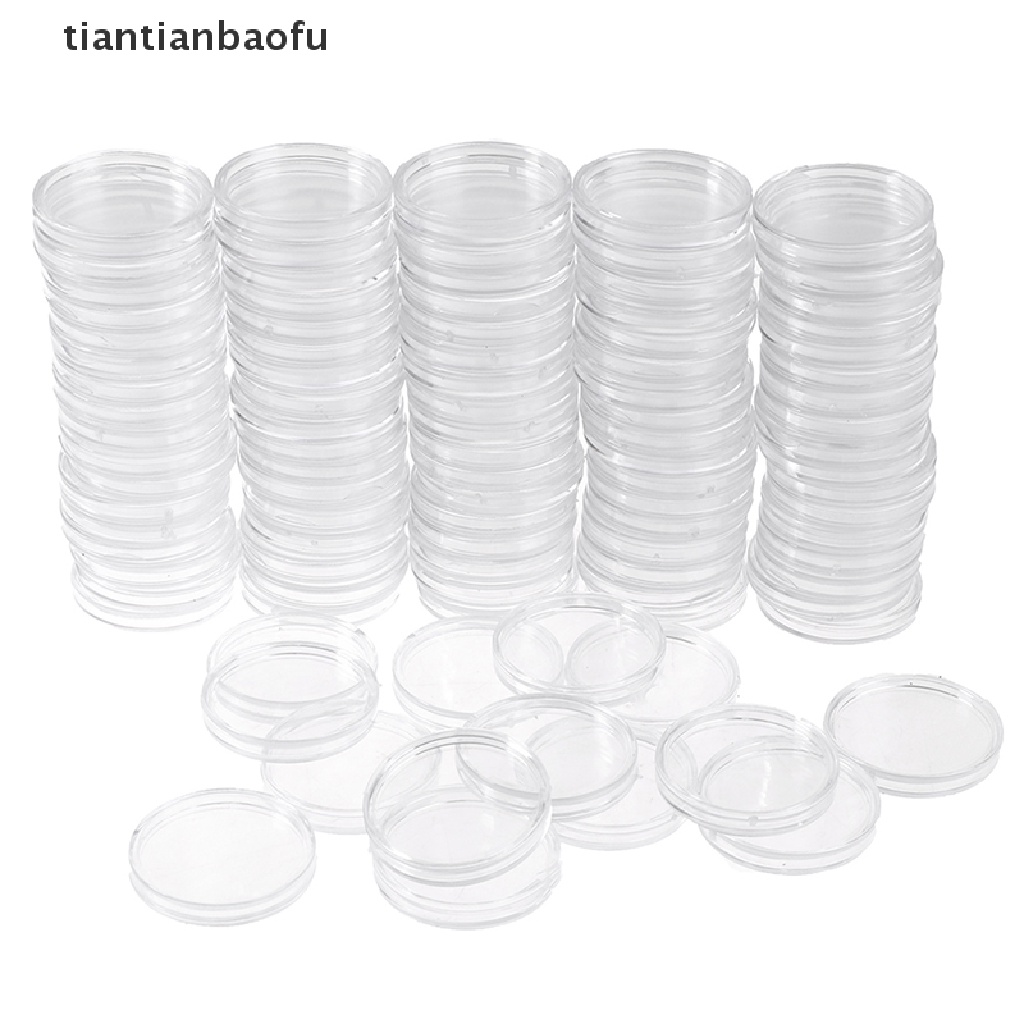 [tiantianbaofu] 100Pcs 27mm Coin Holder Capsule Storage Case Display Box Round Display Cases Boutique