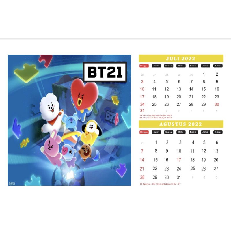 KALENDER MEJA BTS BT21 tahun 2022/CALENDER-6