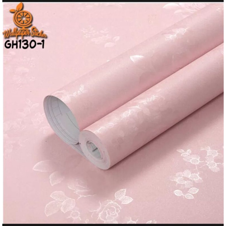 [COD]Wallpaper Sticker Dinding Motif Embos Pink Bunga gh130-1/cy1189