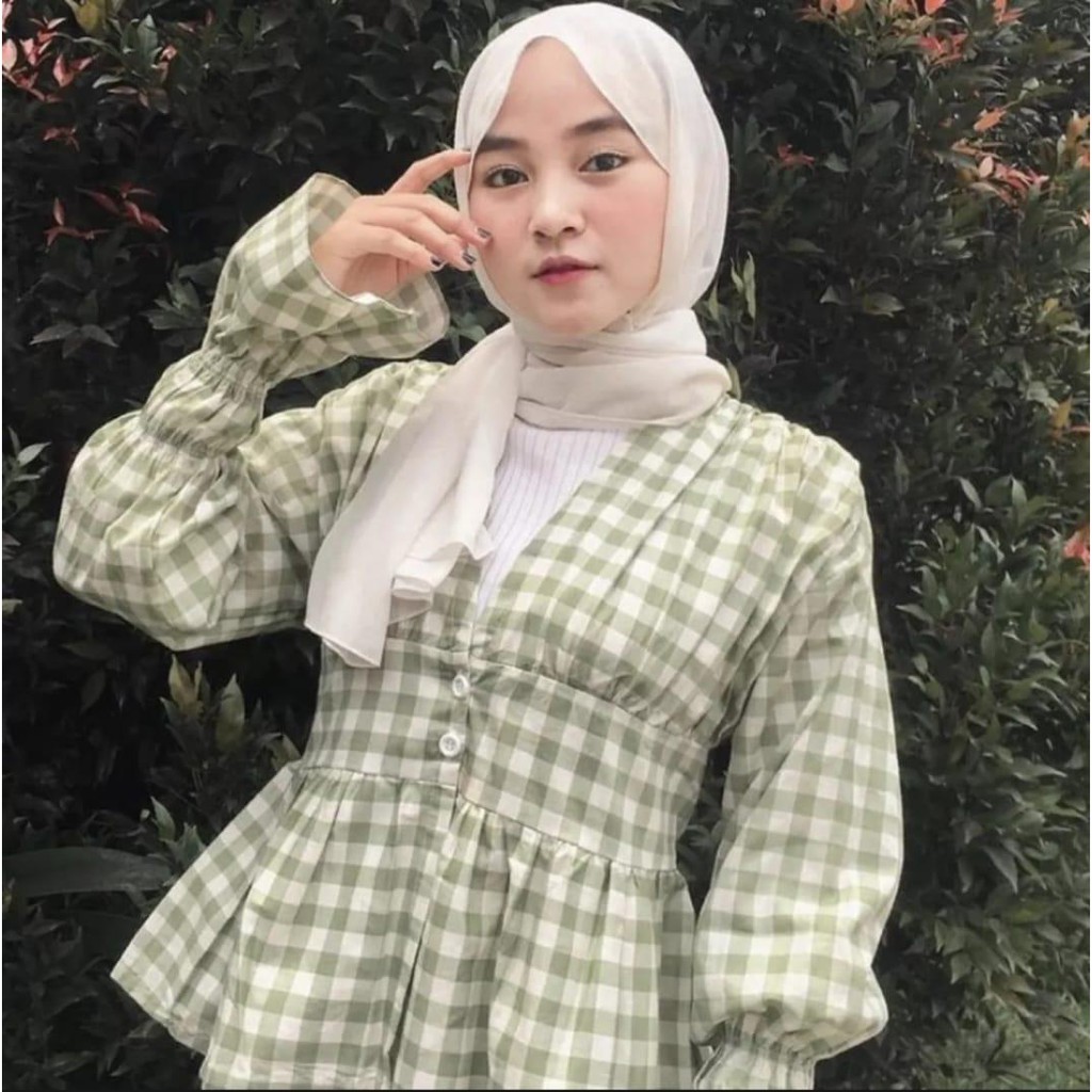 1KG MUAT 8PCS | CHILA BLOUSE TARTAN PASTEL TOP HITS SELEBGRAM FASHION OOTD WANITA MASA KINI