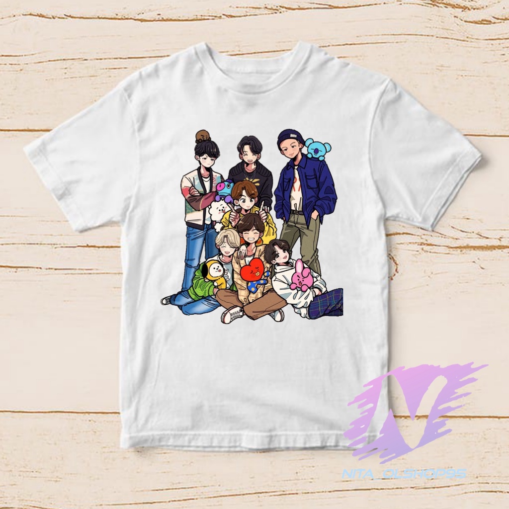 kaos anak kpop animasi kartun BTS