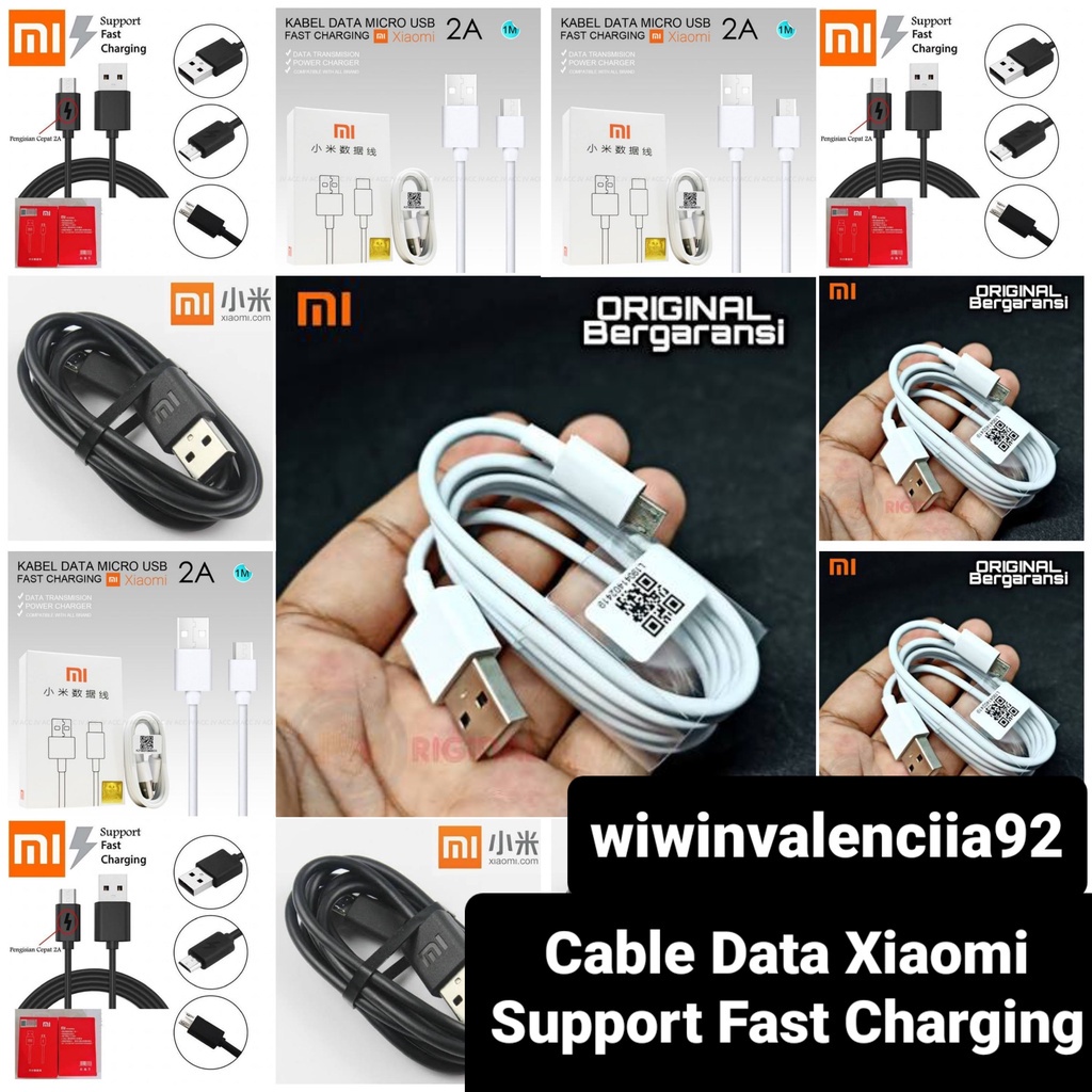 Cable Fast Charger Support 18W Xiaomi Redmi 1S 2 2s 3 3s 3-PRO 4 4A 4X 4-Prime 5 5+ 6 6A 6PRO 7 7A 10A 9A 9c Mi A2 Lite (Cable Fast Charging 3.0)  ORISINIL ASLI 100%/ KABEL DATA MICRO USB TYPE A B 5V-9V=1.0--2.4 AMPERE Cassan-Casan ORi-ORIGINAL PRO A 10 S