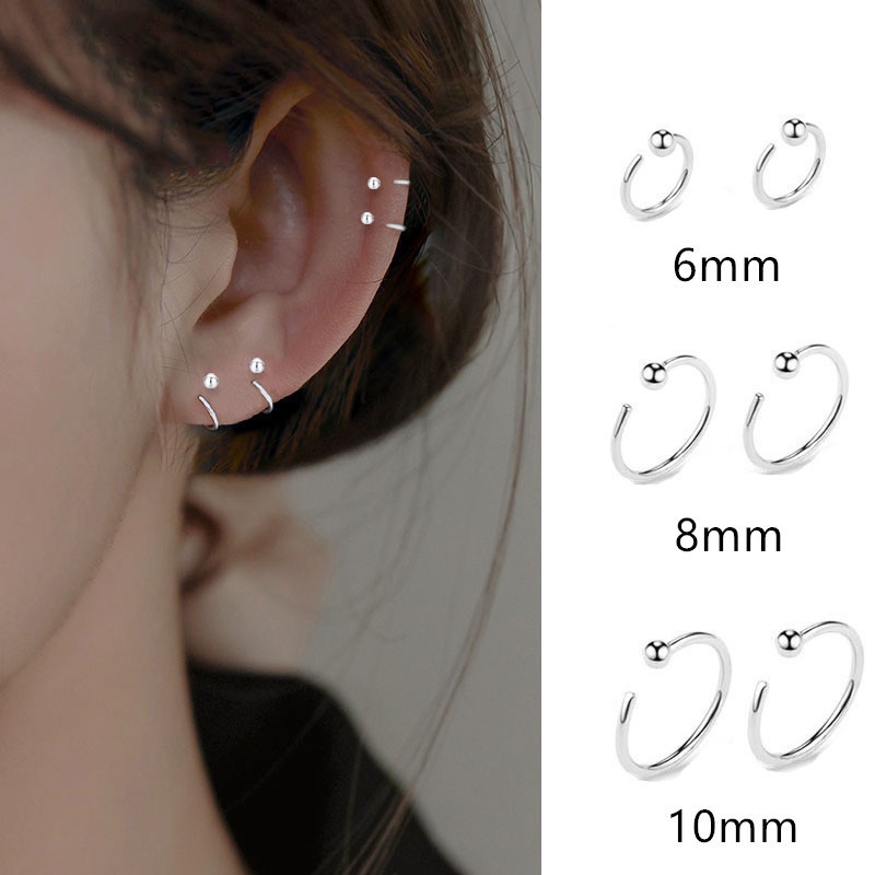 We Flower 1 Pasang Anting Klip Tulang Telinga S925 Silver Bentuk Bola Kupu-Kupu Bintang Bulan Gaya Korea Untuk Wanita