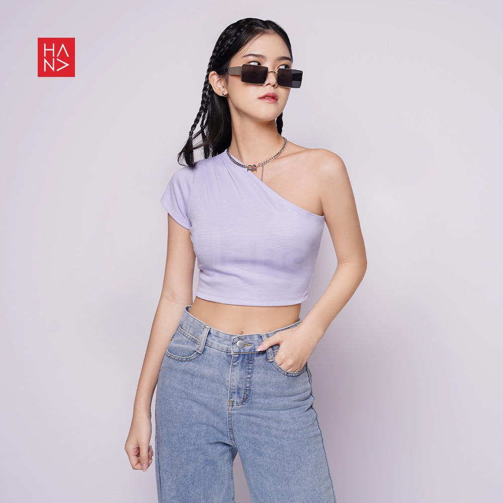 Hana Fashion - Hwasa One Shoulder Blouse Crop Top - CT238