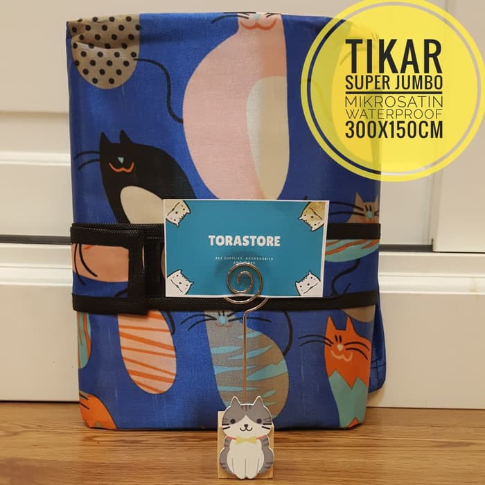 Tikar Lipat Mikrosatin Super Jumbo Waterproof Motif Kucing