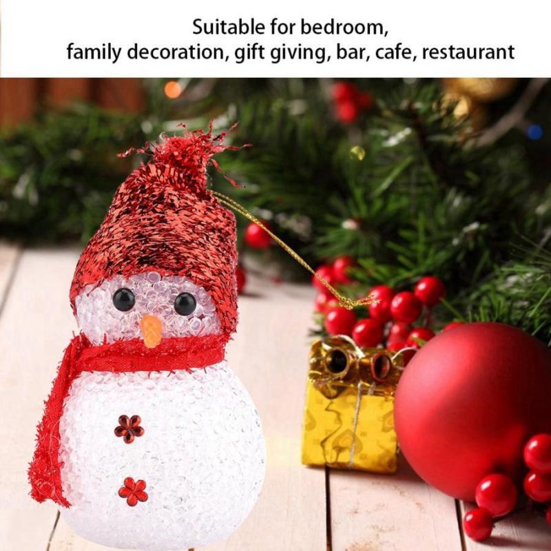 Ornamen Lampu Led Desain Snowman Santa Claus Untuk Dekorasi Pesta Natal