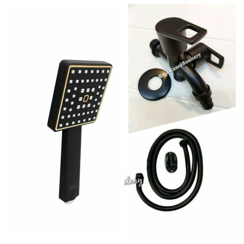 Hand Shower Set Hitam Black/Hand Shower + Kran Hitam/Black/ABS Series