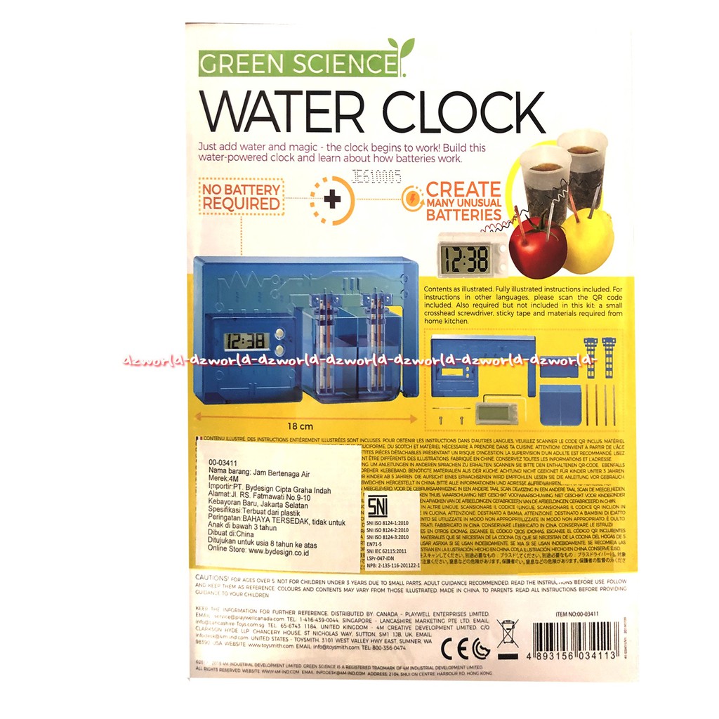 4M Green Science Water Clock Mainan Membuat Kreasi Jam Tenaga