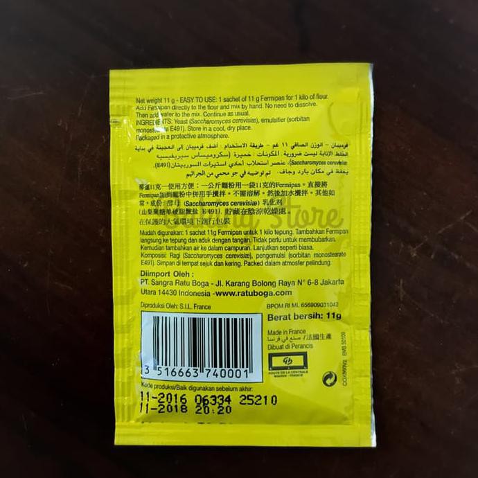 

Toko-Bahan-Kue- Ragi Kering Fermipan 4X11Gr -Terlengkap-Termurah-Dijamin.