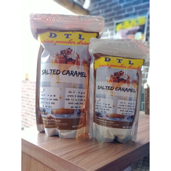 

BUBUK MINUMAN RASA SALTED CARAMEL / POWDER DRINK MERK DTL