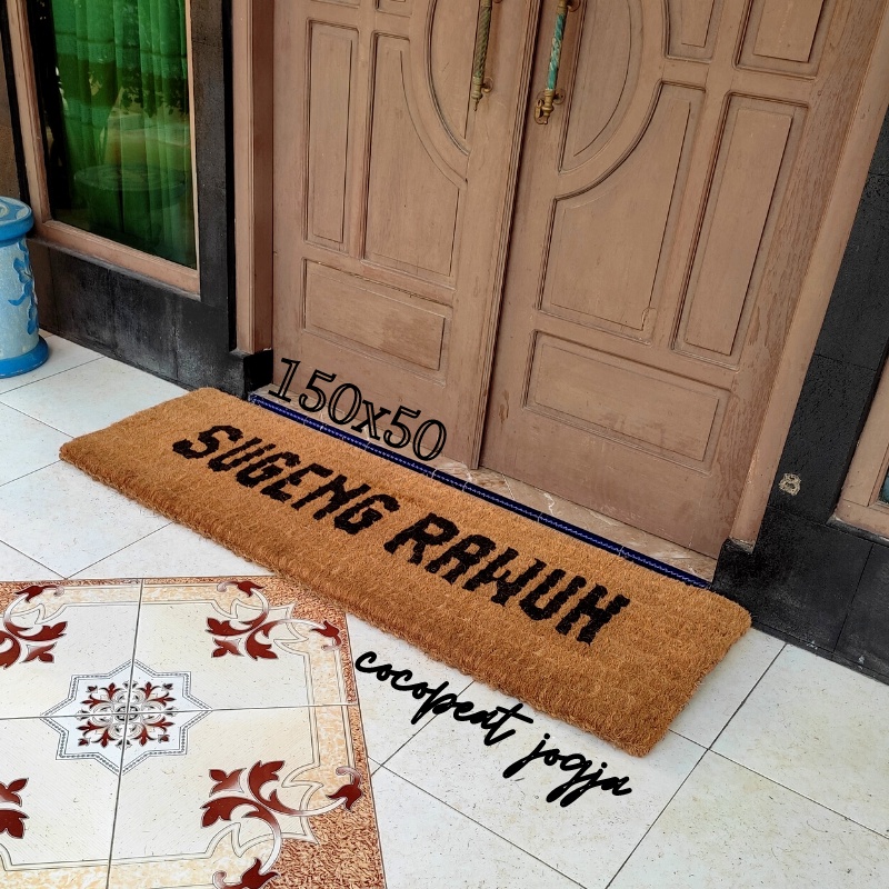 keset tebal 150x50 tulisan SUGENG RAWUH keset teras depan rumah keset handmade anti ular