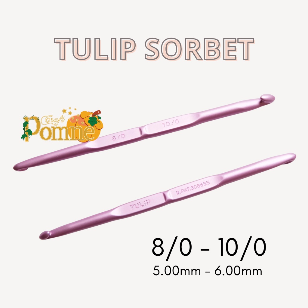 TULIP SORBET HAKPEN 2 UKURAN (Alat/Jarum Rajut) TULIP JAPAN PREMIUM QUALITY AFFORDABLE DOUBLE ENDED HOOK JARUM RAJUT DUA SISI CROCHET HOOK