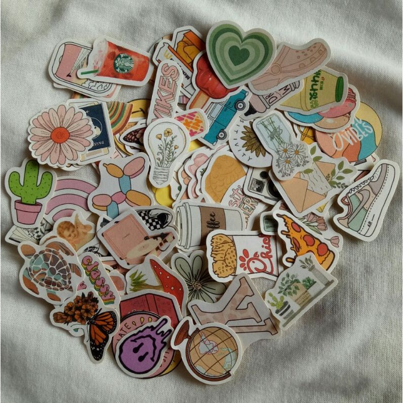 

[90 PCS] mini aesthetic tumblr sticker random for freebies, dll