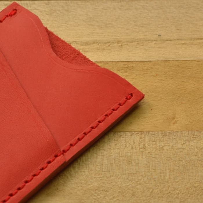 slim wallet dompet kartu simple kulit asli - dompet simpel warna merah