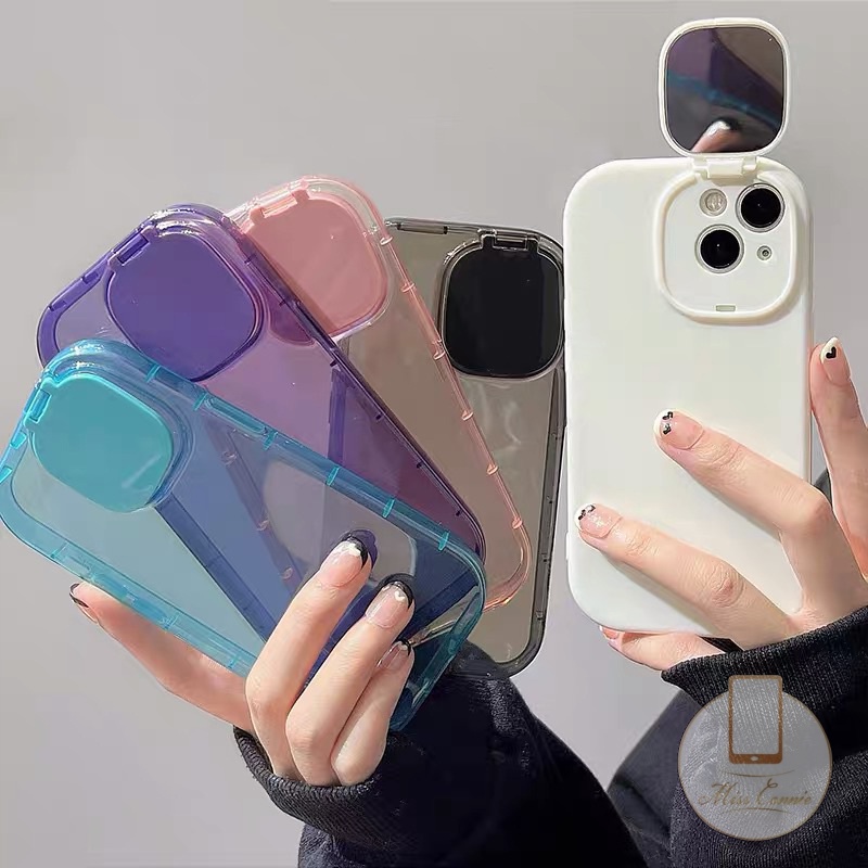 Soft Case Silikon TPU Warna Permen Dengan Cermin Makeup Untuk IPhone 7Plus 8Plus 11 12 13 Pro Max XR X XS Max