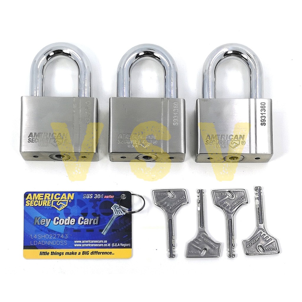 American Secure Gembok master key 60mm isi 3 / gembok rumah / gembok gudang