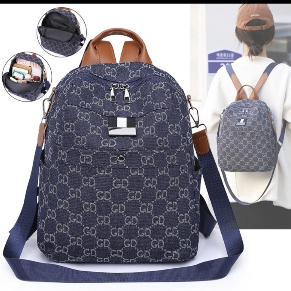 Tas Ransel Wanita Terbaru Ori Fashion Import Batam Korean Style Kekinian Terbaru 2022 Bahan Denim Ri