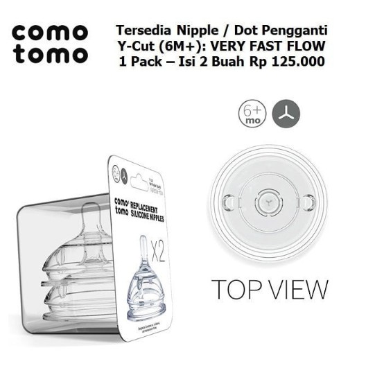 Comotomo Replacement Nipple Y Cut (6M+) Twin Pack – Botol Susu Bayi
