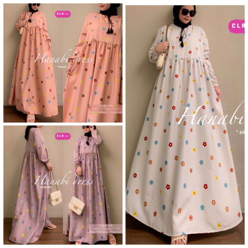 Hanabi dress by CLA hijab / Dress airflow pom pom / dres CLA hijab / Hanabi maxy