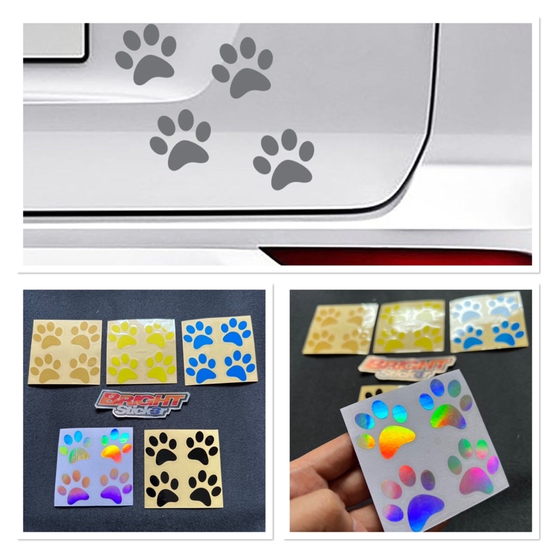 STICKER STIKER TELAPAK KAKI KUCING ANJING ISI 4 STICKER MOBIL MOTOR LAPTOP CUTTING