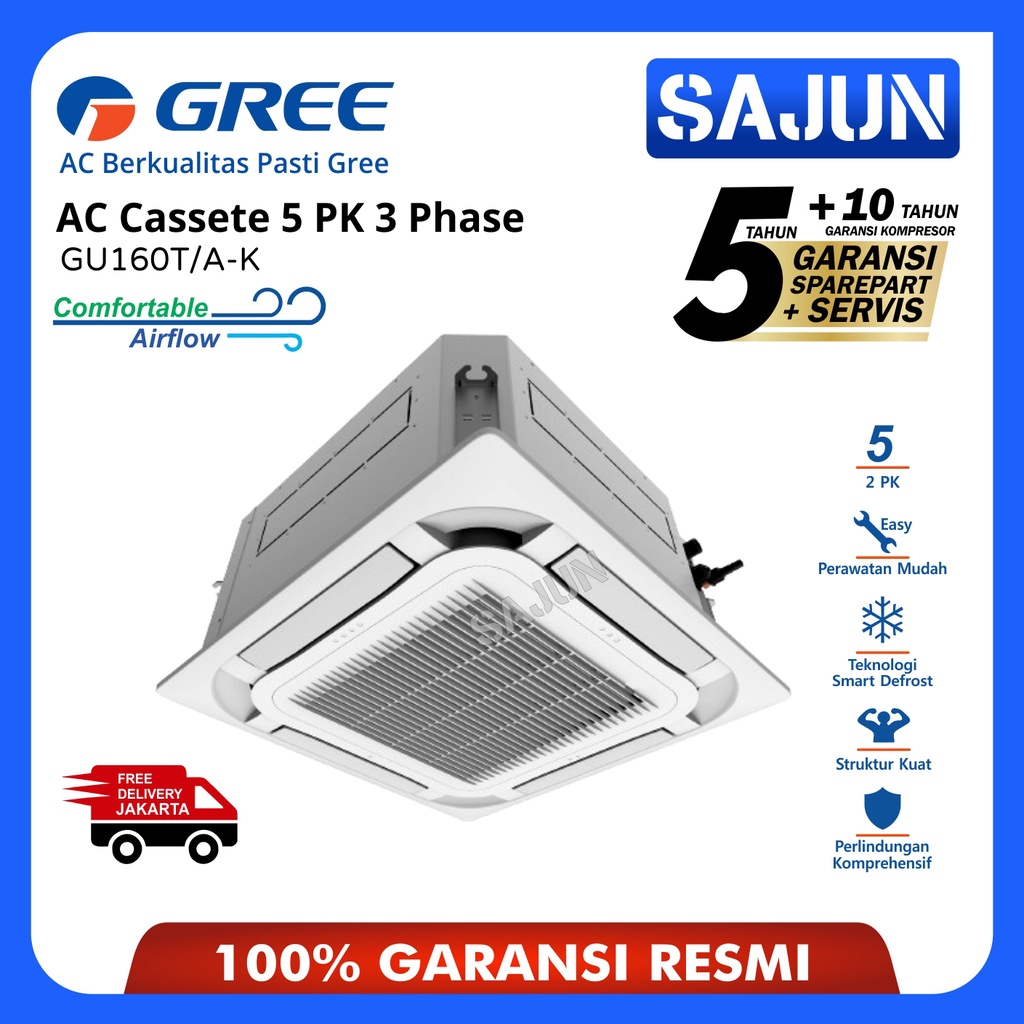 GREE GU160T/A-K AC Cassette U Match Series Standard 5 PK 3 Phase