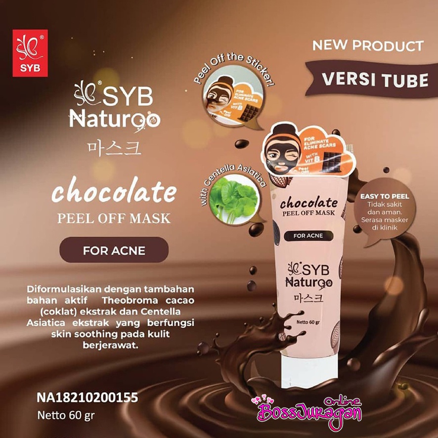 (BOSS) (Tube) SYB NATUR90 Peel Off Mask Goat milk | Diamond | Gold | Charcoal | Greentea | Strawberry | Coklat TUBE Naturgo (✔BPOM) 60gr