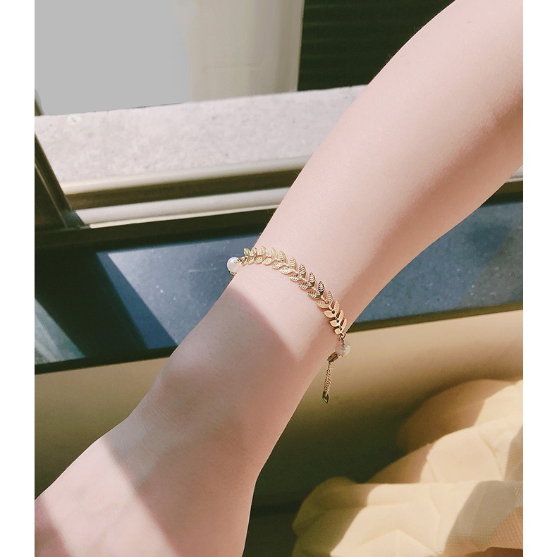 Gelang Bahan titanium steel 14K gold Gaya Korea Untuk Wanita