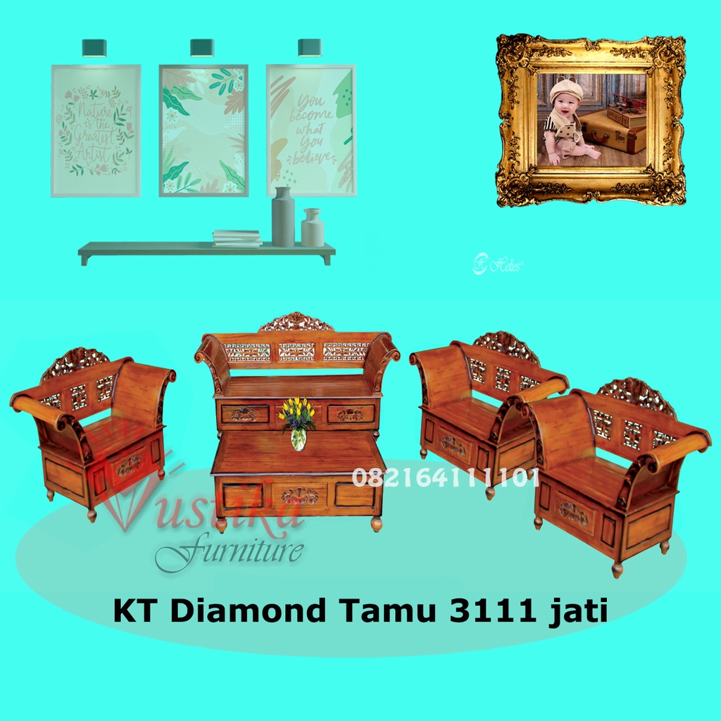 Kursi Tamu Kayu Jati Jepara - KT DIAMOND 3111