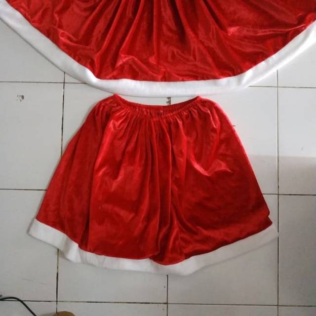 kostum natal santarina velvet christmas skirt