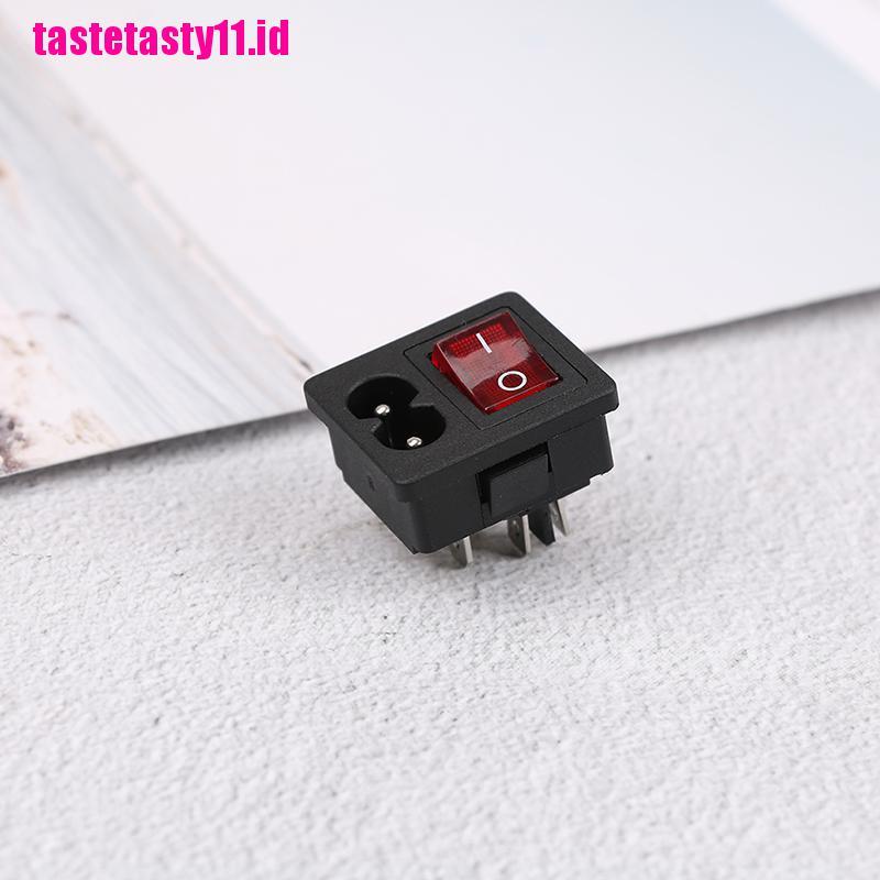 Saklar rocker switch Power inlet socket receptacle Dengan ON-OFF Merah