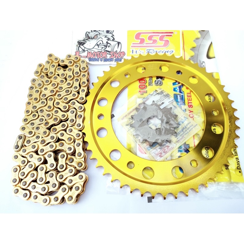 Gir Gear Set Gearset Sss 428 CRF 150 CRF150 L CRF150L Gear Warna Gold Emas SSS