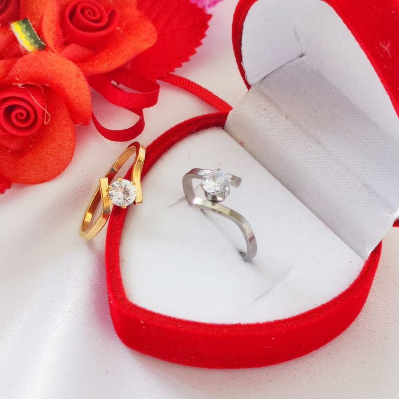 Cincin Permata Titanium Emas Dan Putih Cincin Titanium Import