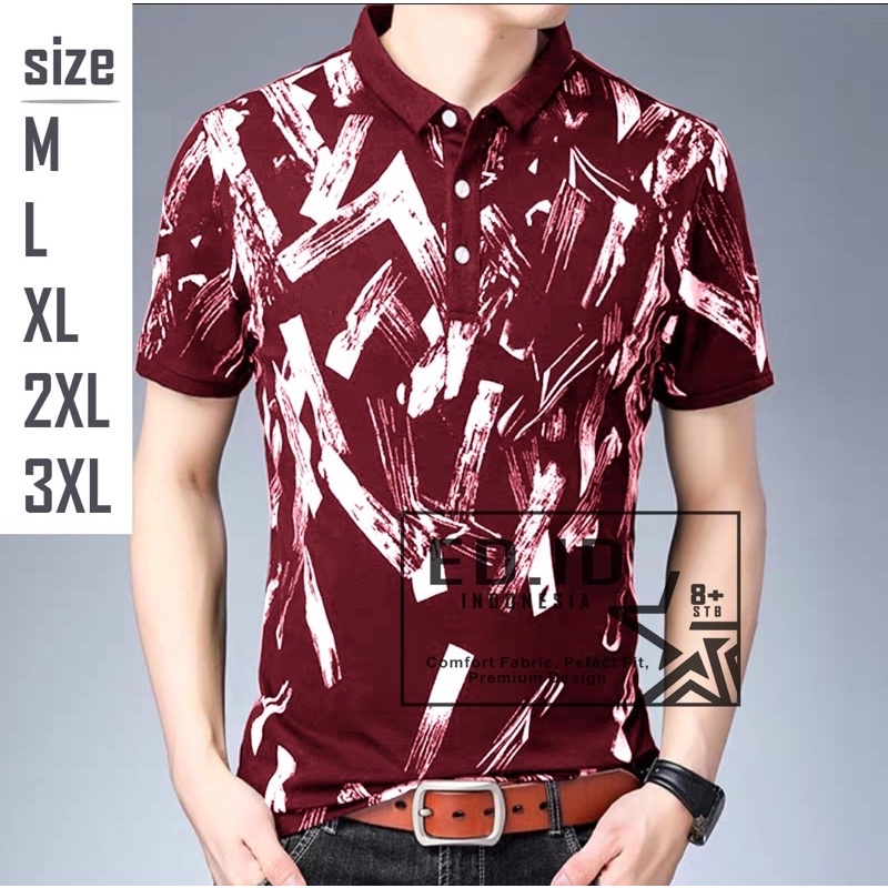 BAJU POLO SHIRT PRIA MOTIF LENGAN PENDEK ADRIS ATASAN KAOS KERAH COWOK