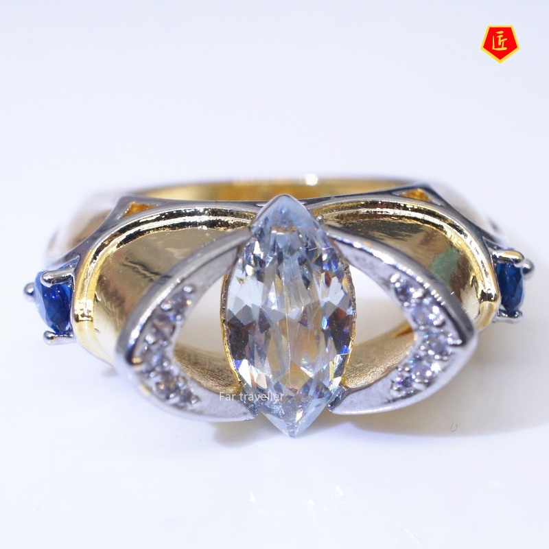 [Ready Stock]Luxury Sapphire 18K Gold Color Separation Ring