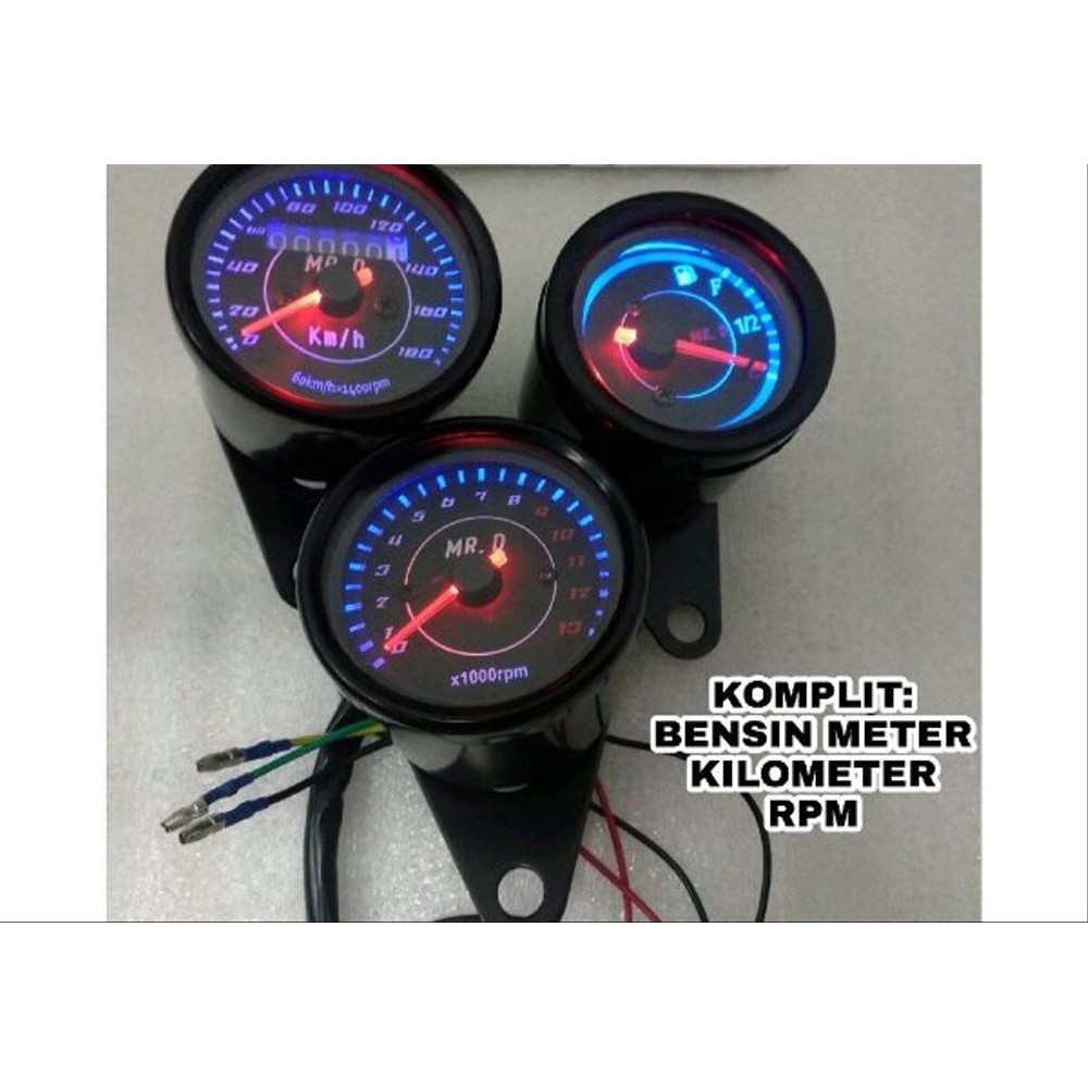 Tachometer RPM bulat hitam motor