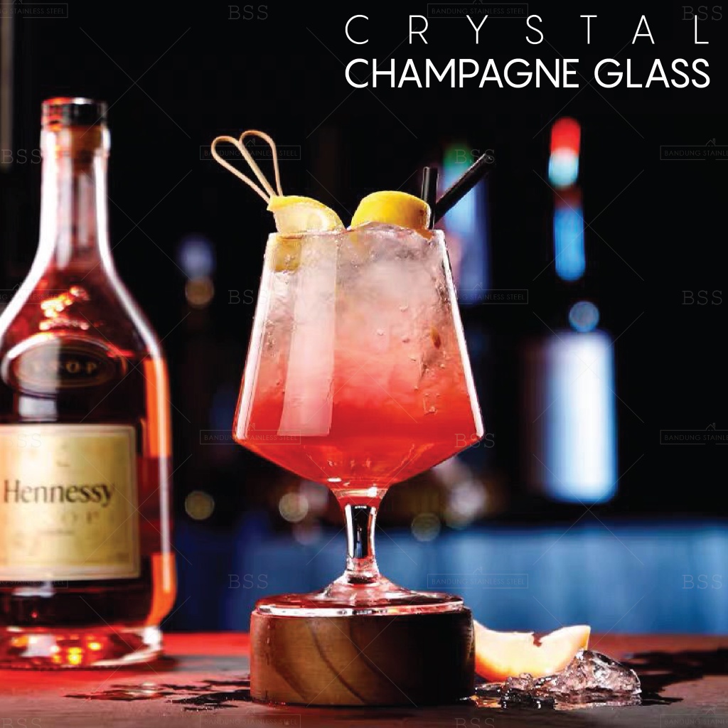 Gelas Brandy Kristal 430ml Cocktail Mojito Kaki Stem Glass Kaca Polos Simple Unik Wedding Glass