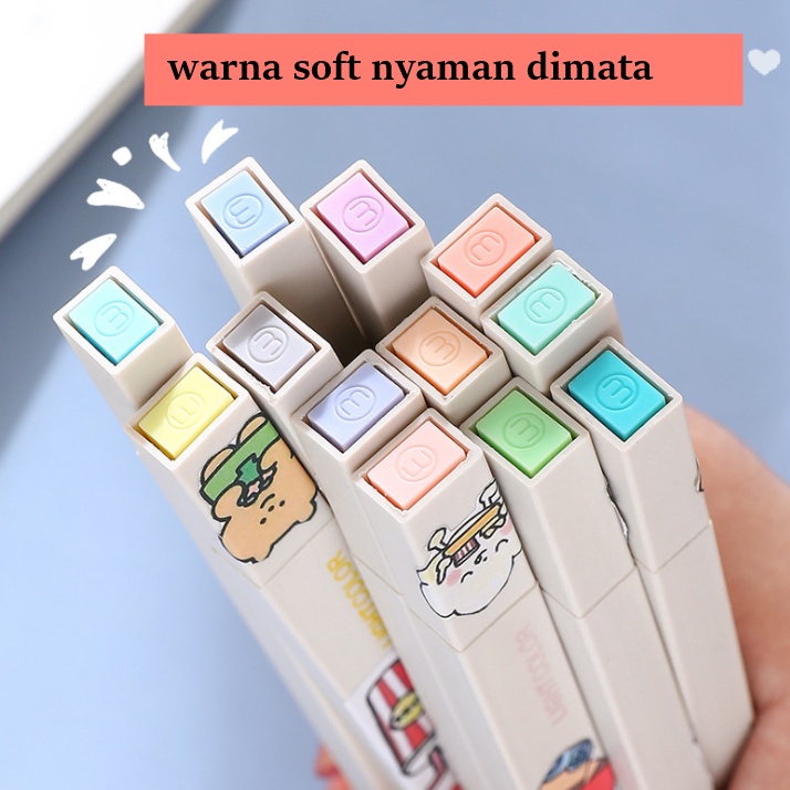 [ORGM] Pena Marker Dual tip spidol dan Highlighter light color