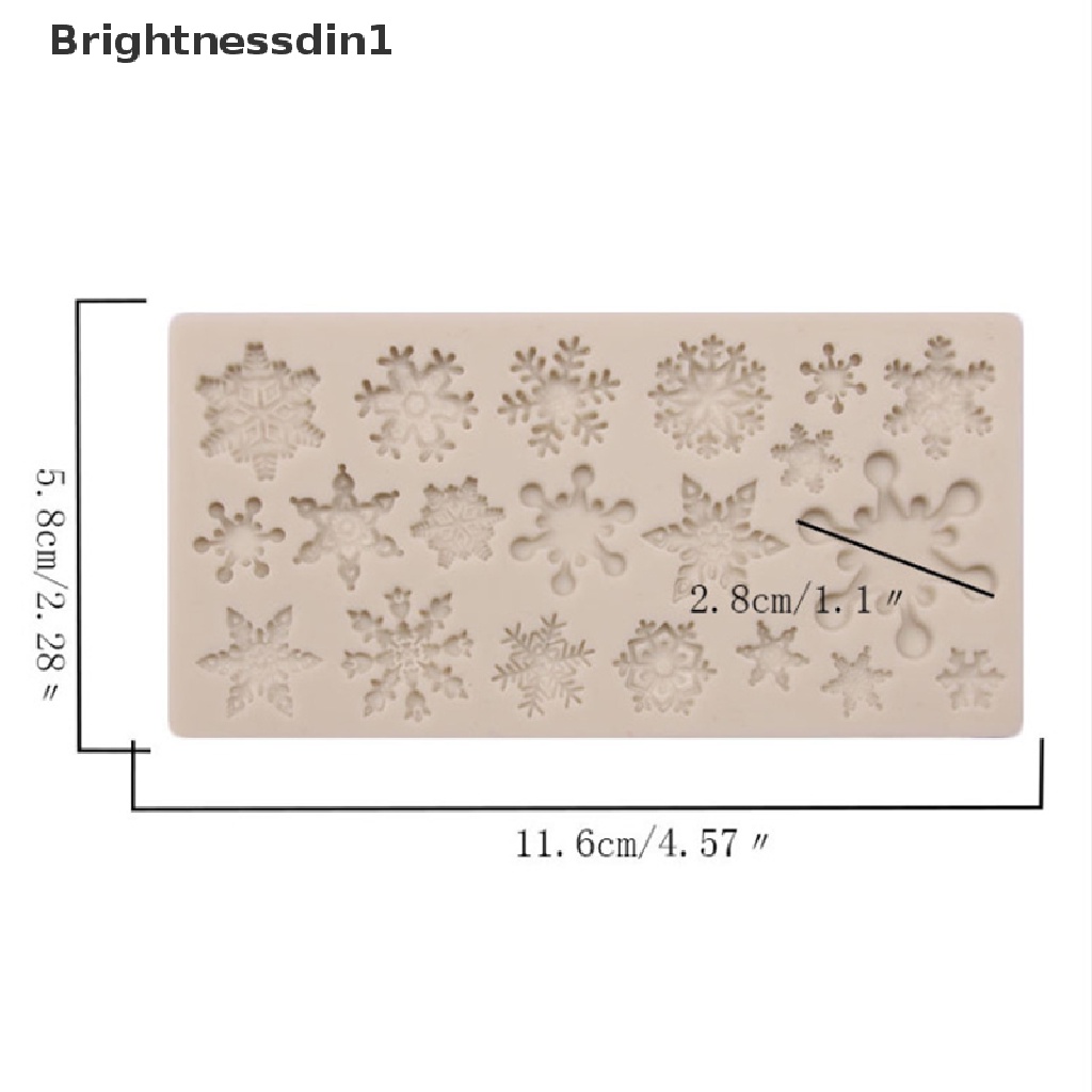 Cetakan Kue Coklat Bahan Silikon Anti Lengket Pola Kepingan Salju Natal 1 In 1