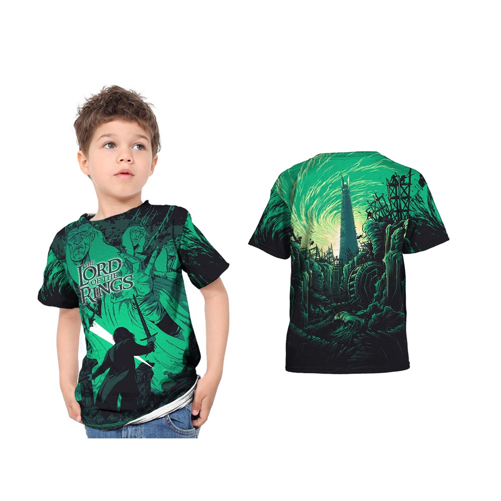 T-Shirt Kaos Kids Petualangan Fantasi The Lord of The Rings Full Printing Free Custom Nama