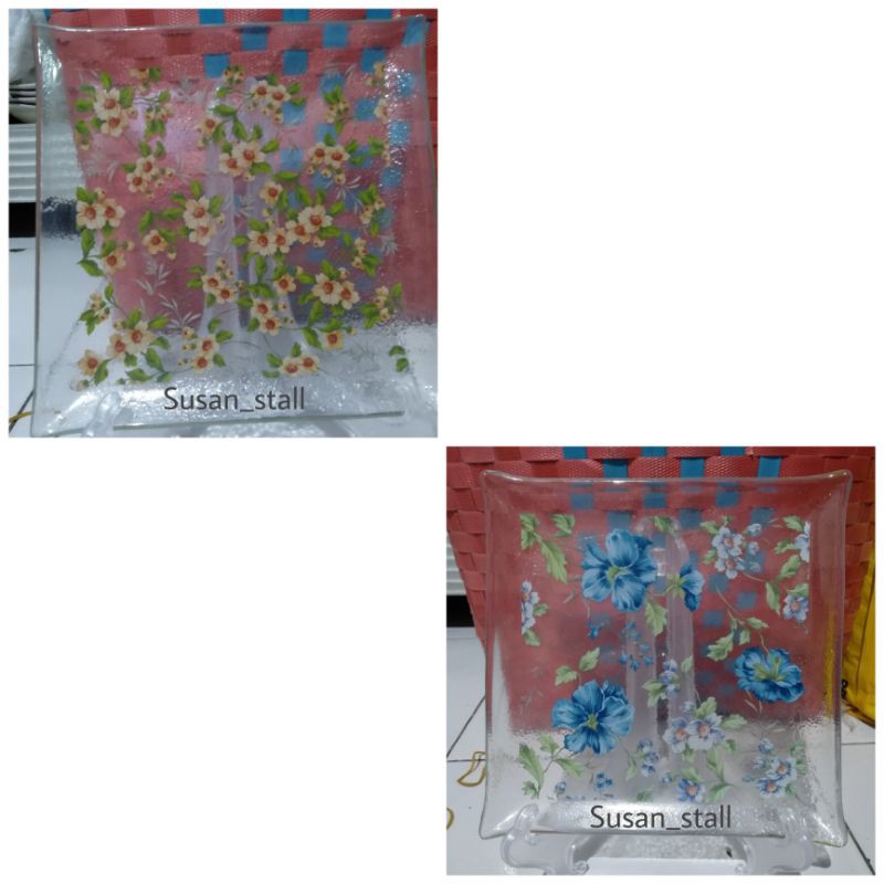 [Piring Cantik] Piring kaca motif bunga