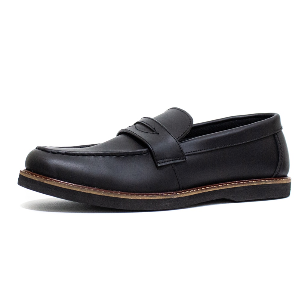 Alpine Black | Sepatu Loafers Hitam Tanpa Tali Pria Casual Kerja Formal Kantor Original Laki | FORIND x Arf