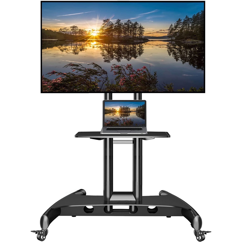 NB North Bayou Mobile TV Cart Rooling TV Stand with Wheels for 32 to 70 Inch LCD LED OLED Plasma Flat Panel Screens up to 100lbs AVA1500-60-1P (Black)