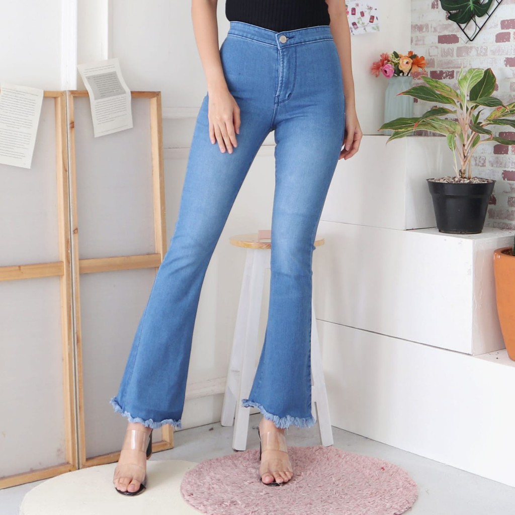 7C-G CELANA JEANS PREMIUM HIGHWAIST CUTBRAY BIRU JEANS /HIGHWAIST BOOTCUT /STREACH /27 - 34