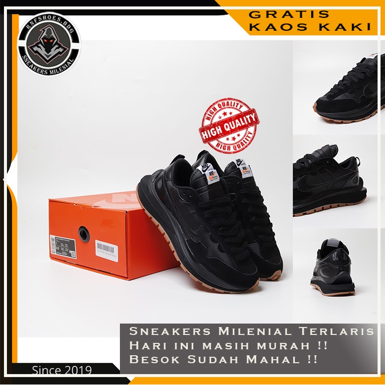 Nike X Sacai Vaporwaffle Black Gum Size 39-44 Made In Vietnam High Quality 100% Legit