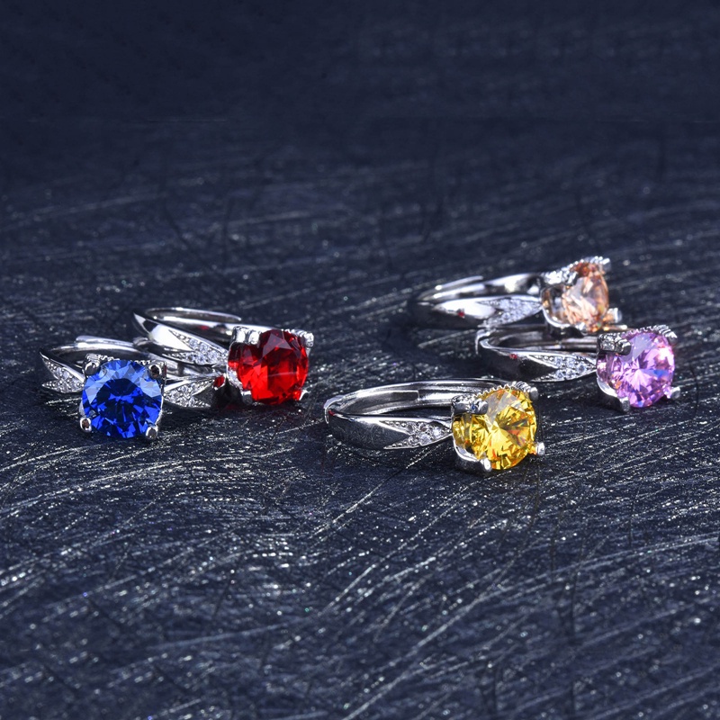 Fancyqube Cincin Jari Cubic Zircon Bentuk Persegi Adjustable Warna-Warni Gaya Klasik Untuk Wanita