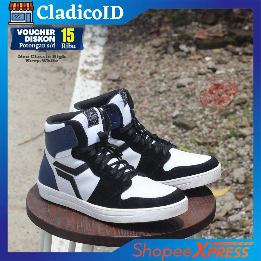 SEPATU SNEAKERS PRIA LAVIO NEO CLASSIC TINGGI ORIGINAL KEREN SANTAI JALAN NONGKRONG WARNA HITAM