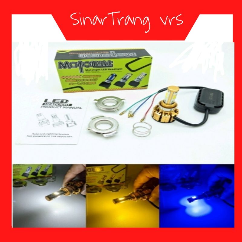 Lampu motor 3 warna 3sisi h4 h6 motolight - Lampu depan LED 3 warna universal