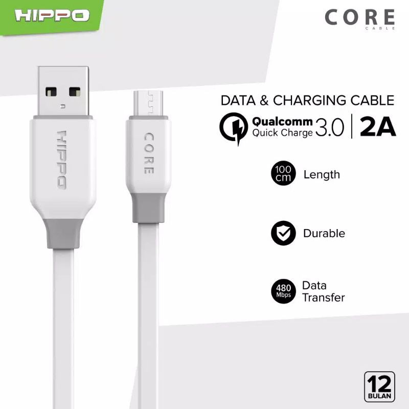 Hippo Kabel Data Core Micro USB 100cm Quick Charging 3.0 (PER TOPLES 50 PCS)