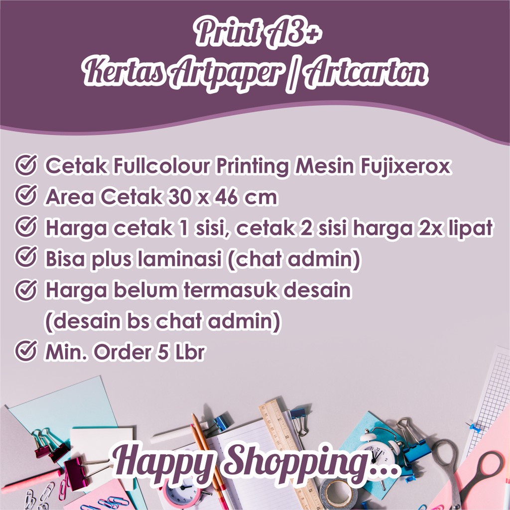 

CETAK PRINT A+ KERTAS ART PAPER CARTON ARTPAPER 120 150 210 260 310 GSM
